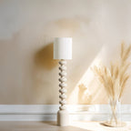 Elegant Floor Lamp with Sculptural Design – Cream Resin Column Lamp 4
