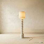 Elegant Floor Lamp with Sculptural Design – Cream Resin Column Lamp 7