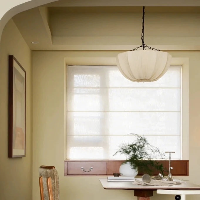 Fabric Chandelier Light with Wabi Sabi Design and Adjustable Height 3