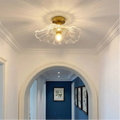 Flush Mount Ceiling Light Fixture in Nordic Flower Glass with Metal Detail 0