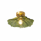 Flush Mount Ceiling Light Fixture in Nordic Flower Glass with Metal Detail 1