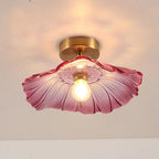 Flush Mount Ceiling Light Fixture in Nordic Flower Glass with Metal Detail 3