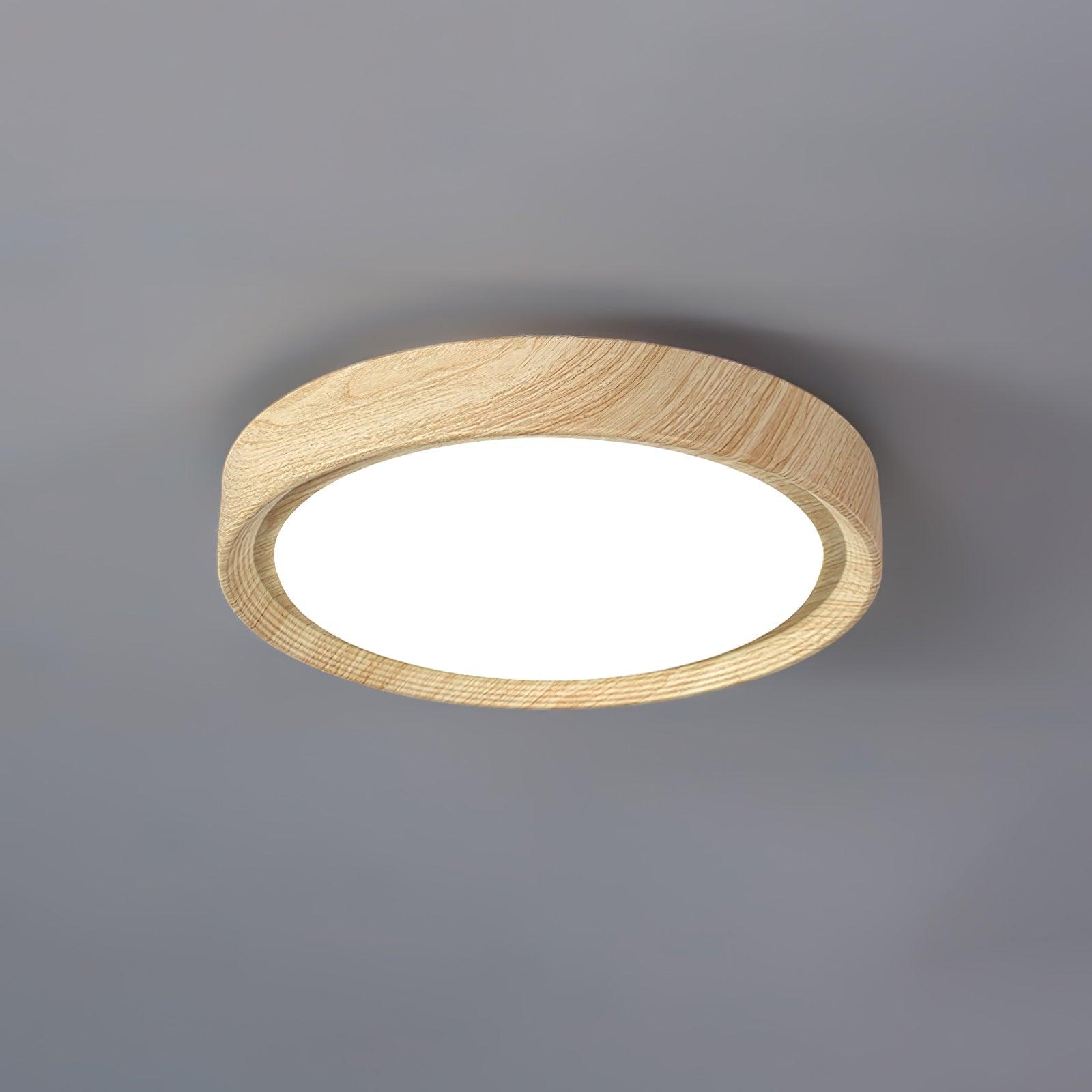 Flush Mount Ceiling Light Fixture with Wood Grain Finish for Modern Spaces 18