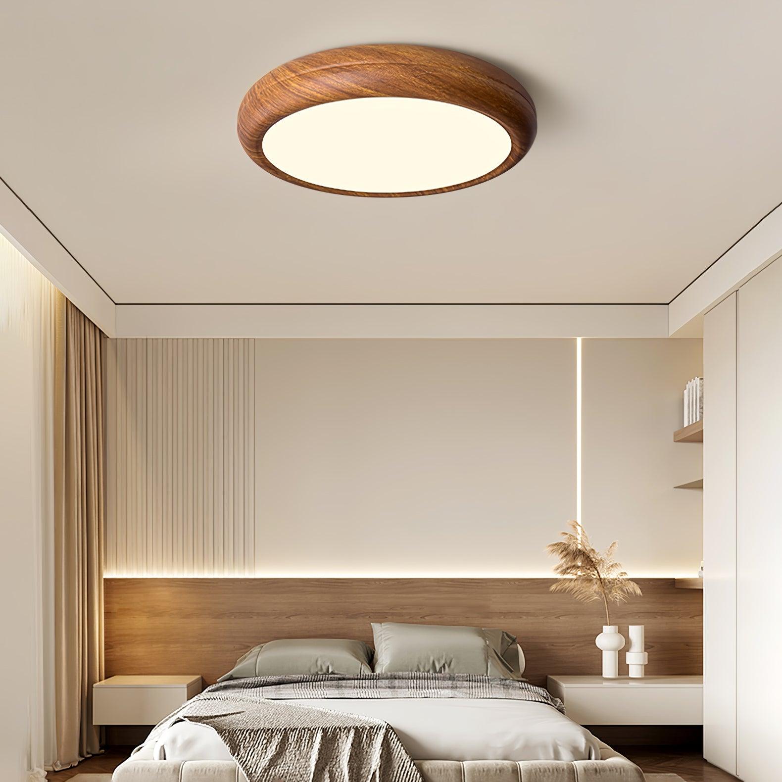 Flush Mount Ceiling Light Fixture with Wood Grain Finish for Modern Spaces 2