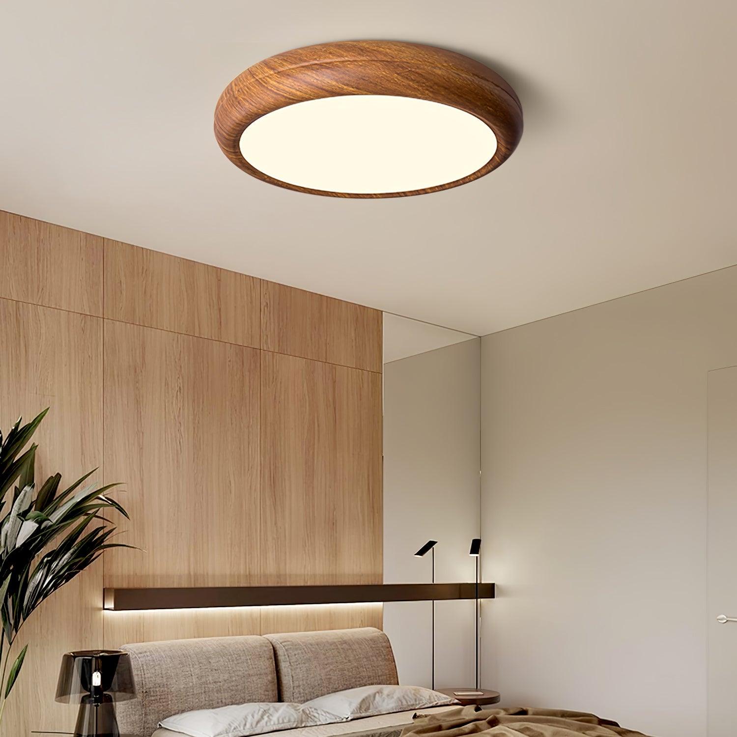 Flush Mount Ceiling Light Fixture with Wood Grain Finish for Modern Spaces 5