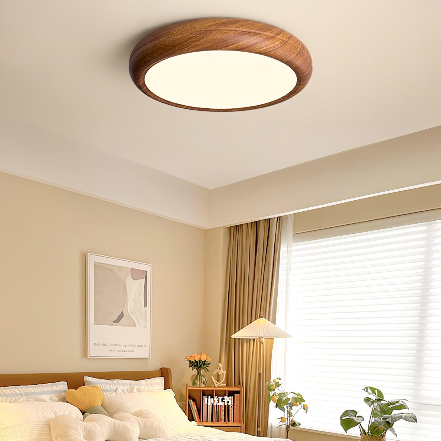Flush Mount Ceiling Light Fixture with Wood Grain Finish for Modern Spaces 6
