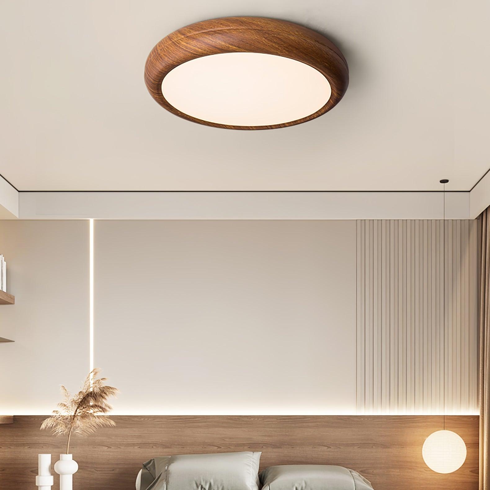 Flush Mount Ceiling Light Fixture with Wood Grain Finish for Modern Spaces 7