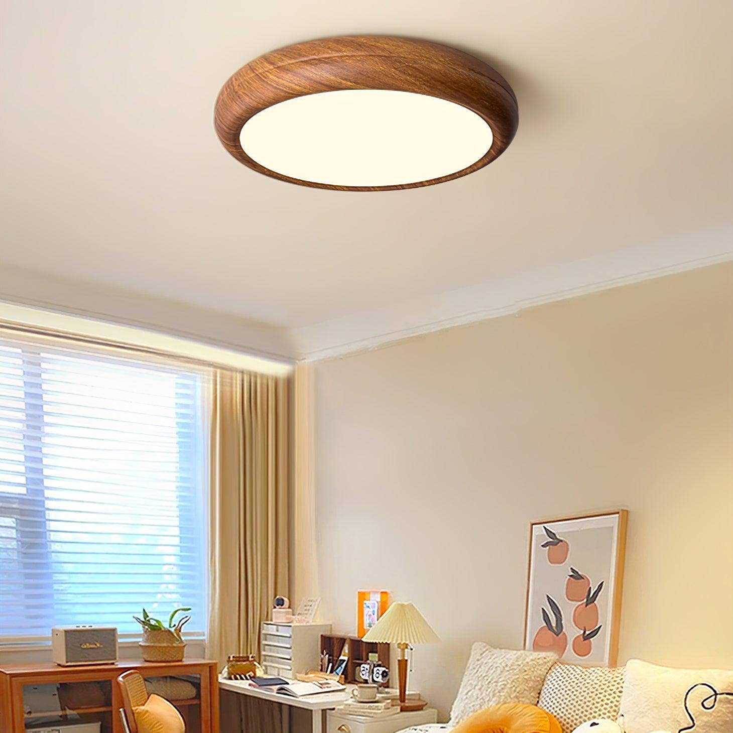 Flush Mount Ceiling Light Fixture with Wood Grain Finish for Modern Spaces 8