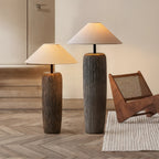 Fustam Floor Lamp with Ceramic Base and White Shade – Coastal Inspired Lighting 1