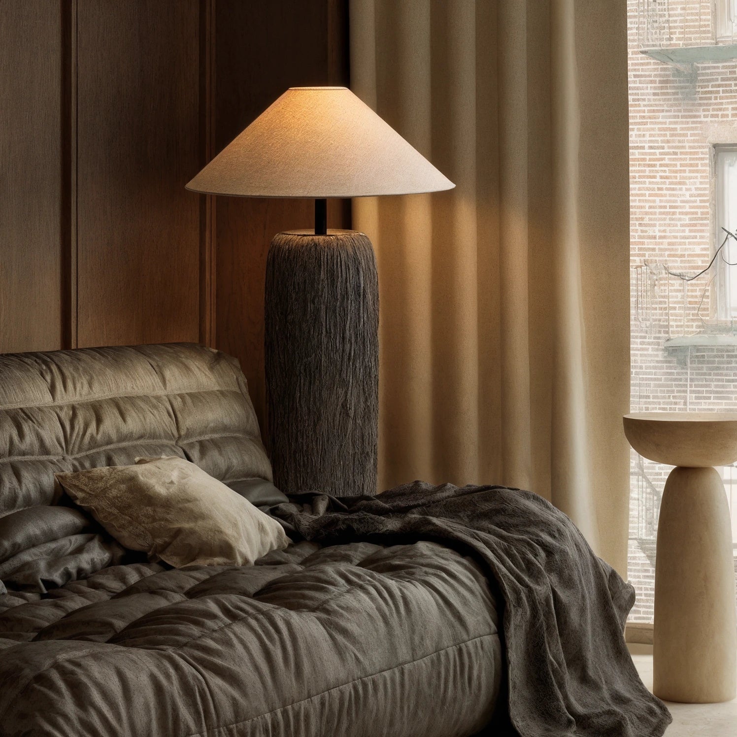 Fustam Floor Lamp with Ceramic Base and White Shade – Coastal Inspired Lighting 2