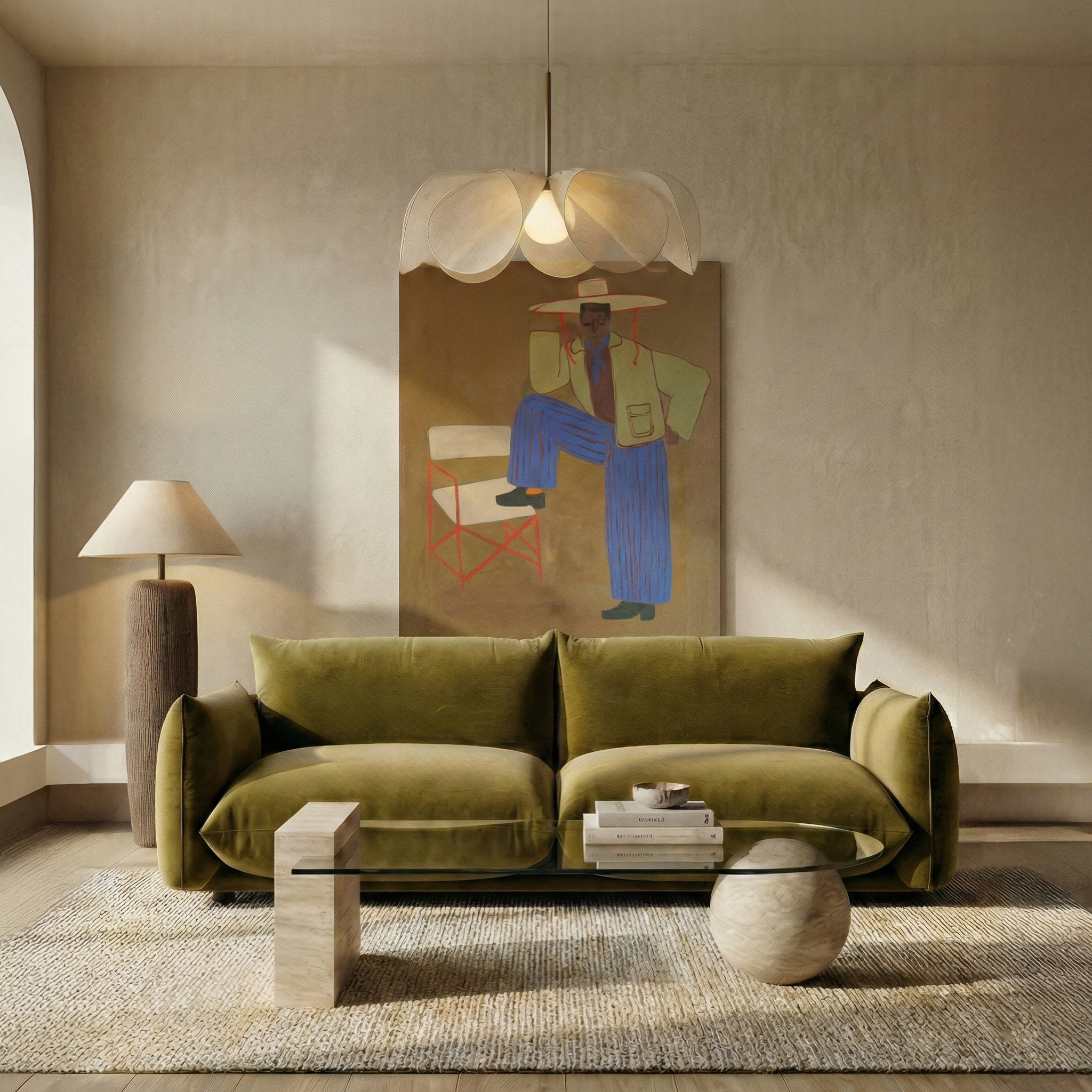 Fustam Floor Lamp with Ceramic Base and White Shade – Coastal Inspired Lighting 3