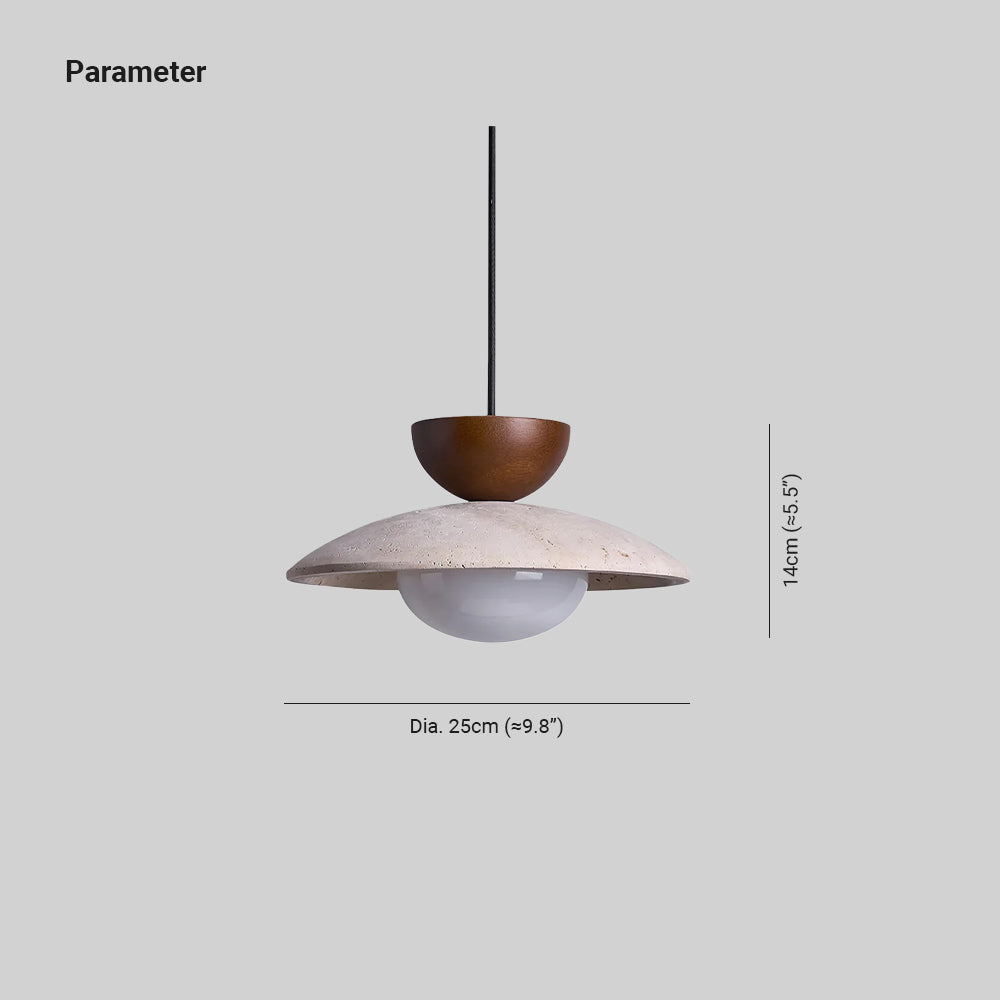 Glass Pendant Light with Wood and Travertine Design for Dining Areas 3