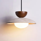 Glass Pendant Light with Wood and Travertine Design for Dining Areas 5