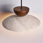Glass Pendant Light with Wood and Travertine Design for Dining Areas 6