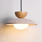 Glass Pendant Light with Wood and Travertine Design for Dining Areas 8