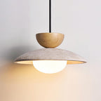 Glass Pendant Light with Wood and Travertine Design for Dining Areas 9