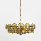 Gold Chandelier Light with Adjustable Chain and Mid Century Glass Design 5