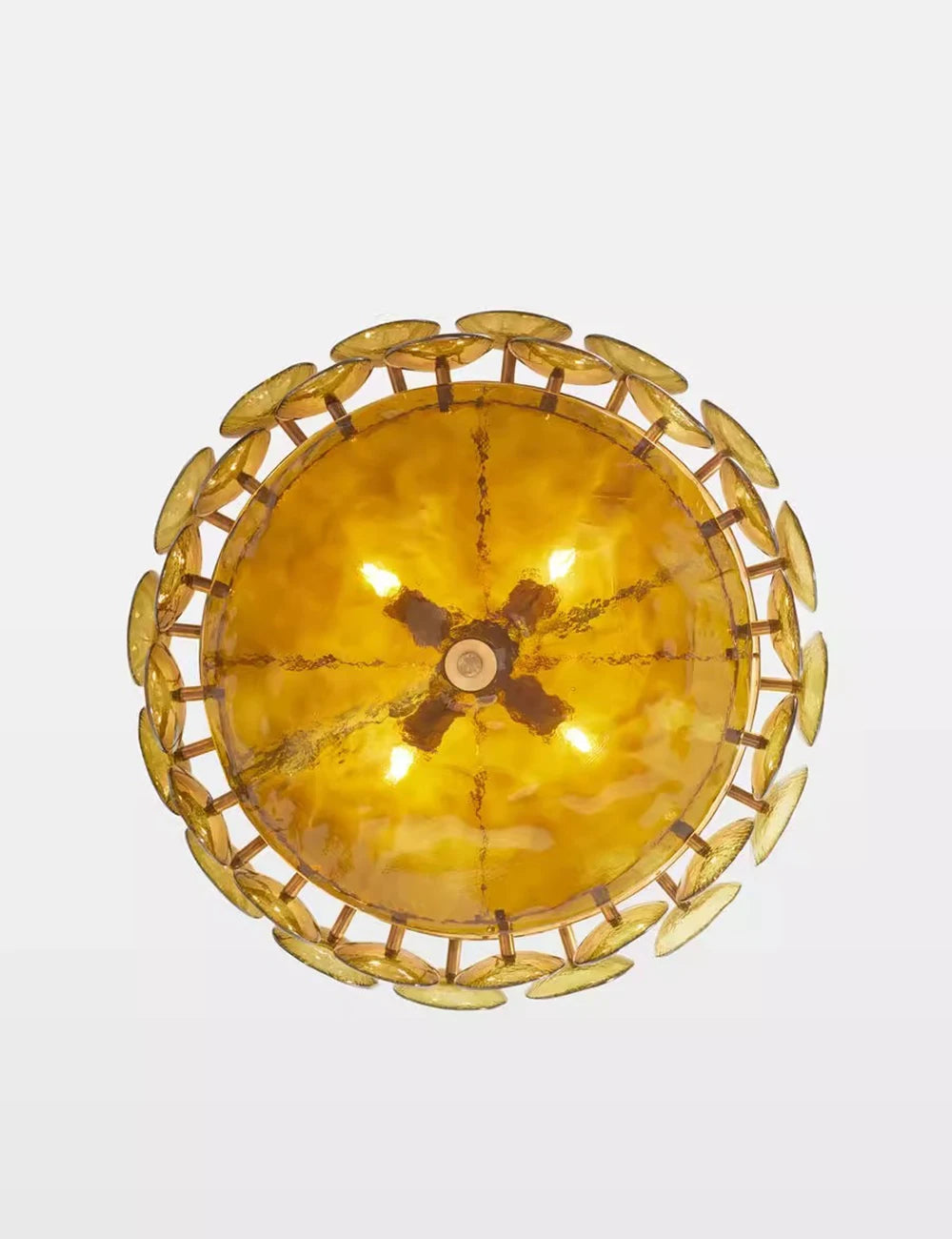 Gold Chandelier Light with Adjustable Chain and Mid Century Glass Design 7