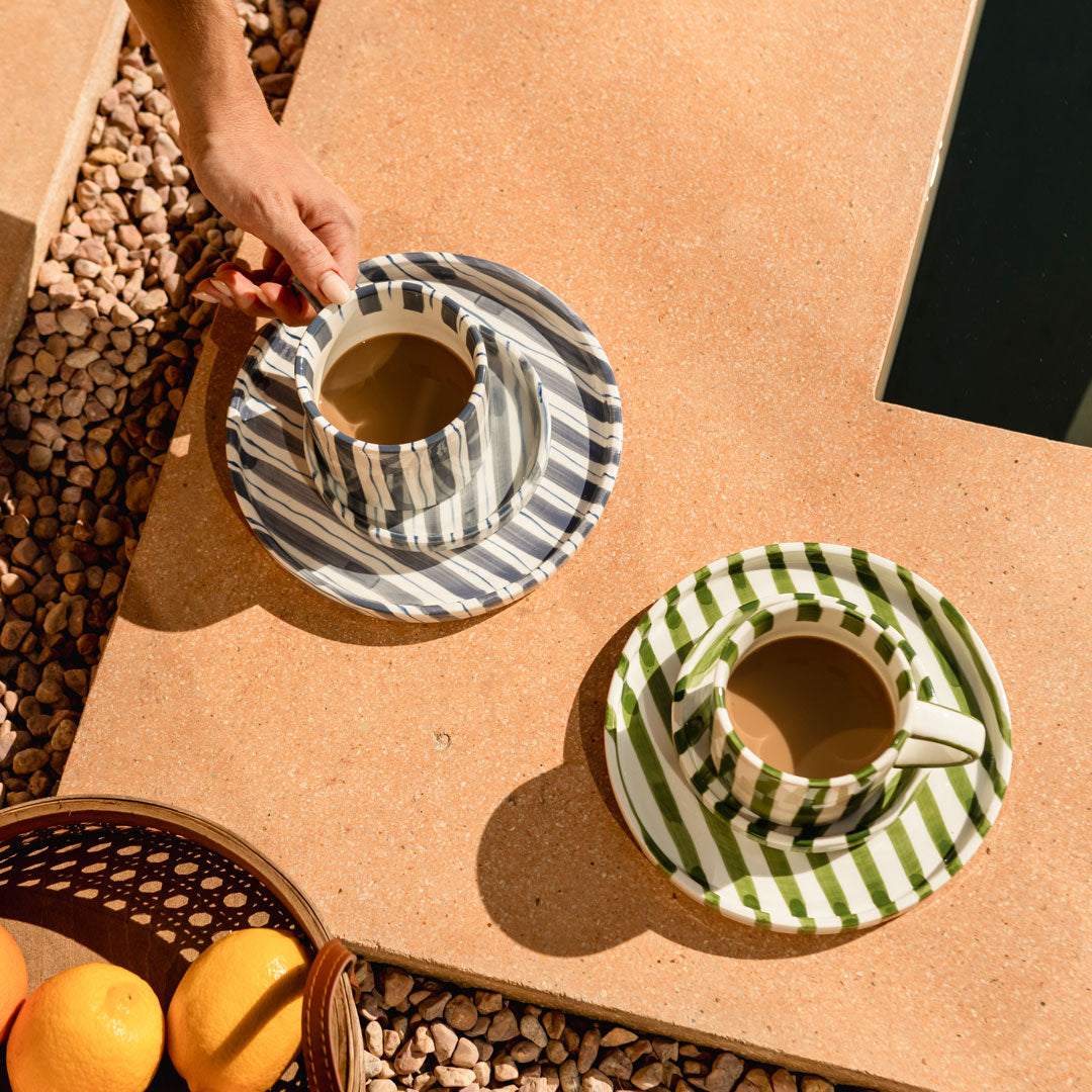 Handcrafted Ceramic Dinnerware Set – Mediterranean Tableware in Terracotta, Olive, and Marine Colors 5