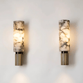 Handcrafted Marble Wall Light with Metal Detailing – Dimmable Wall Sconce for Elegant Home Decor 0
