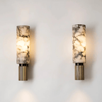 Handcrafted Marble Wall Light with Metal Detailing – Dimmable Wall Sconce for Elegant Home Decor 0
