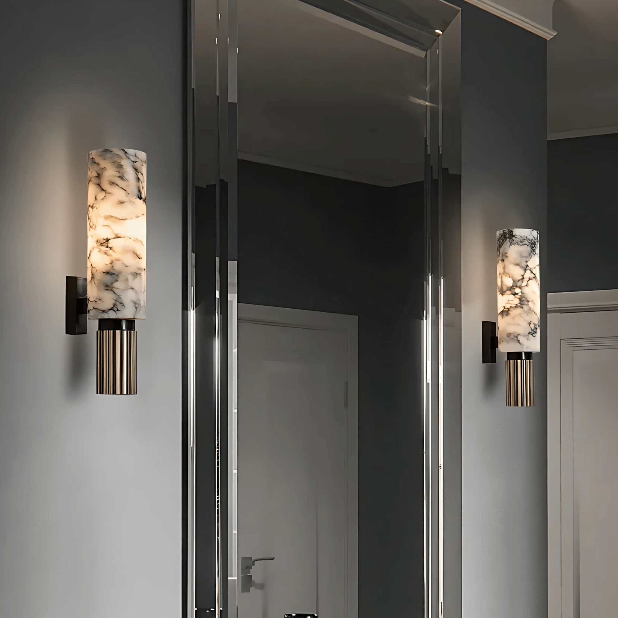 Handcrafted Marble Wall Light with Metal Detailing – Dimmable Wall Sconce for Elegant Home Decor 4