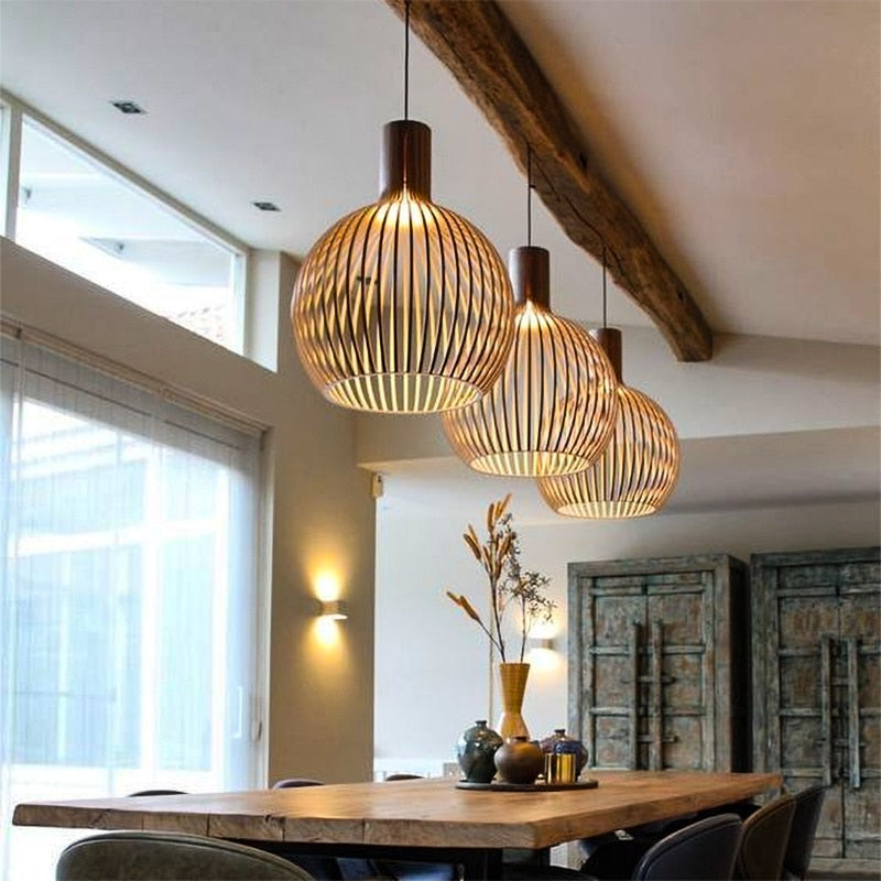 Handcrafted Wood Pendant Light – Adjustable Rustic Lighting Fixture for Home and Office 1
