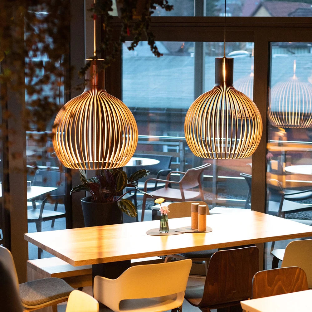 Handcrafted Wood Pendant Light – Adjustable Rustic Lighting Fixture for Home and Office 2