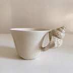Handmade Ceramic Mug with Seashell Handle – 230 ml Pottery Coffee Cup for Coastal-Inspired Design 4