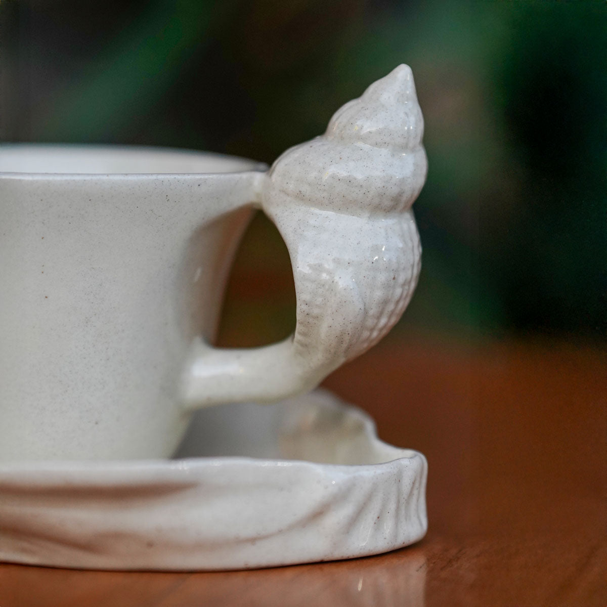 Handmade Ceramic Mug with Seashell Handle – 230 ml Pottery Coffee Cup for Coastal-Inspired Design 7