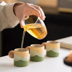 Handmade Ceramic Mug with Wooden Handle – Textured Pottery Coffee Cup in Nature-Inspired Colors 2