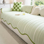 Herringbone Sofa Cover in Soft Microfiber Blend with Scalloped Edge – Non-Slip, Machine Washable Slipcover for All Seasons 1