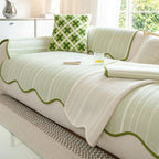 Herringbone Sofa Cover in Soft Microfiber Blend with Scalloped Edge – Non-Slip, Machine Washable Slipcover for All Seasons 4