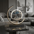 Kinetic Sand Art LED Table Lamp - Round Aluminum & Glass Design for Relaxation 5