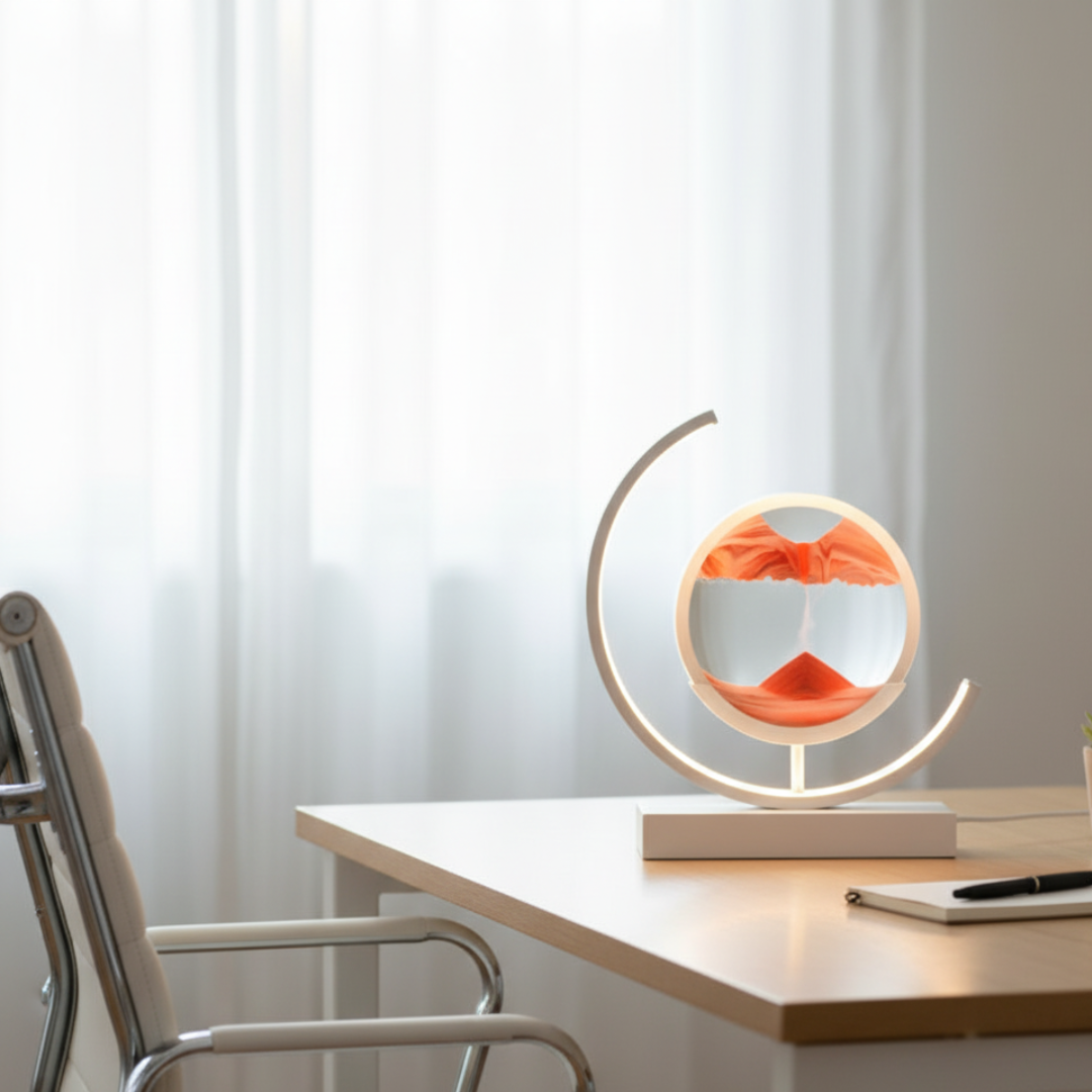 Kinetic Sand Art LED Table Lamp - Round Aluminum & Glass Design for Relaxation 7