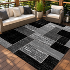 Large Geometric Outdoor Rug with Durable Polyester for Patios