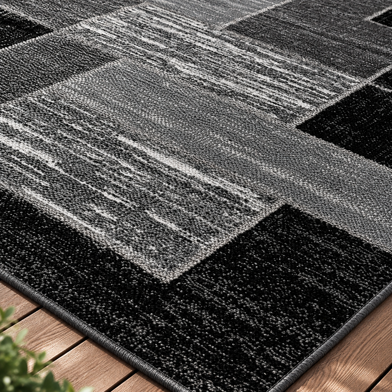 Large Geometric Outdoor Rug with Durable Polyester for Patios
