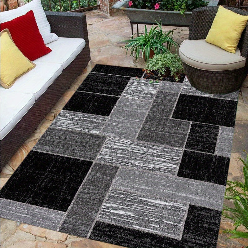 Large Geometric Outdoor Rug with Durable Polyester for Patios 2