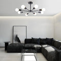 Mid-Century Modern 8-Light Semi Flush Ceiling Light in Chrome and Brass 0