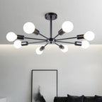 Mid-Century Modern 8-Light Semi Flush Ceiling Light in Chrome and Brass 7