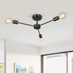 Mid-Century Semi Flush Mount Chandelier Light with Brass Finish and Sputnik Design 7