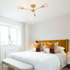 Mid-Century Semi Flush Mount Chandelier Light with Brass Finish and Sputnik Design 8
