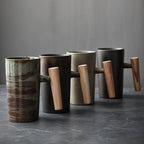 Minimalist Drinking Glass with Wood Base and Porcelain – 220 ml Capacity for Coffee and Tea 1