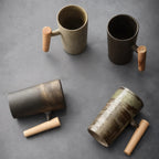 Minimalist Drinking Glass with Wood Base and Porcelain – 220 ml Capacity for Coffee and Tea 2