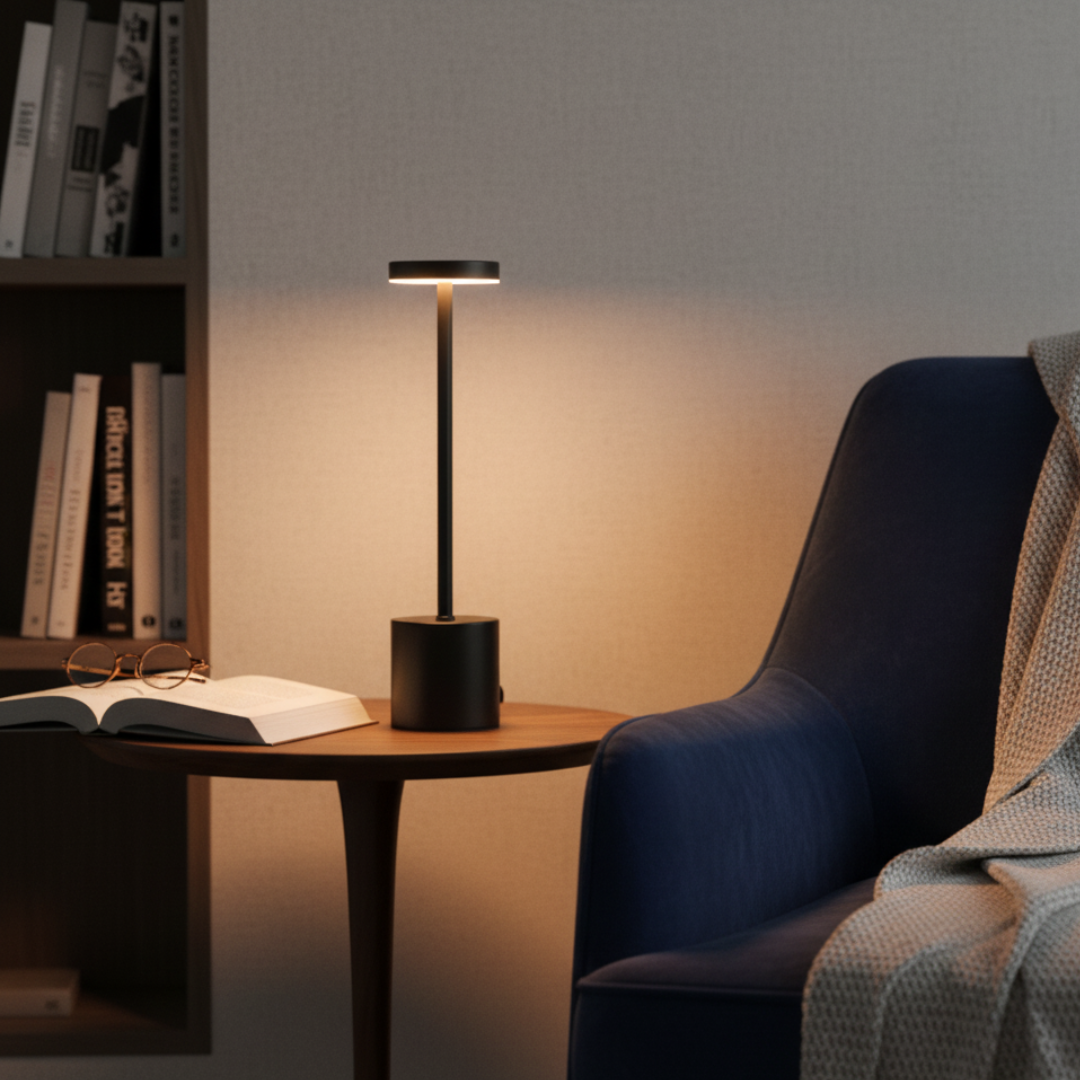 Minimalist Rechargeable LED Table Lamp with Touch Control – Brass Finish Desk Light 6