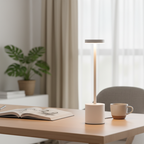 Minimalist Rechargeable LED Table Lamp with Touch Control – Brass Finish Desk Light 7