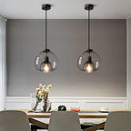 Minimalist Smoked Glass Pendant Light - Modern Dome Fixture for Dining and Bedroom 0