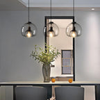 Minimalist Smoked Glass Pendant Light - Modern Dome Fixture for Dining and Bedroom 1