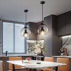 Minimalist Smoked Glass Pendant Light - Modern Dome Fixture for Dining and Bedroom 2