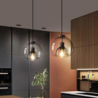 Minimalist Smoked Glass Pendant Light - Modern Dome Fixture for Dining and Bedroom 3